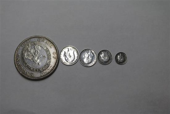 1909 Maundy money and a five shilling coin